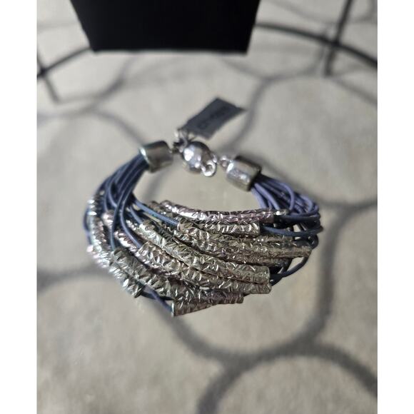 Chicos Blue Silver Multi Strand Bracelet New - Picture 1 of 3